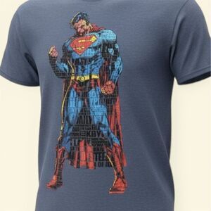 DC Comics Superman Verbiage Graphic T-Shirt Men's Size S Blue Crew Neck